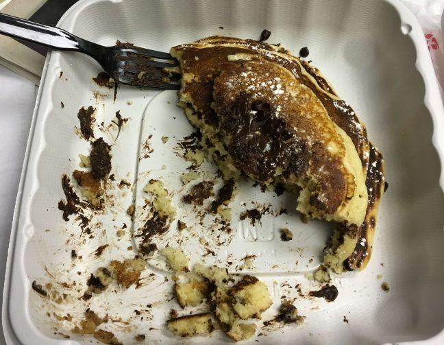 Can someone help me finish these Short Stack chocolate chip pancakes?