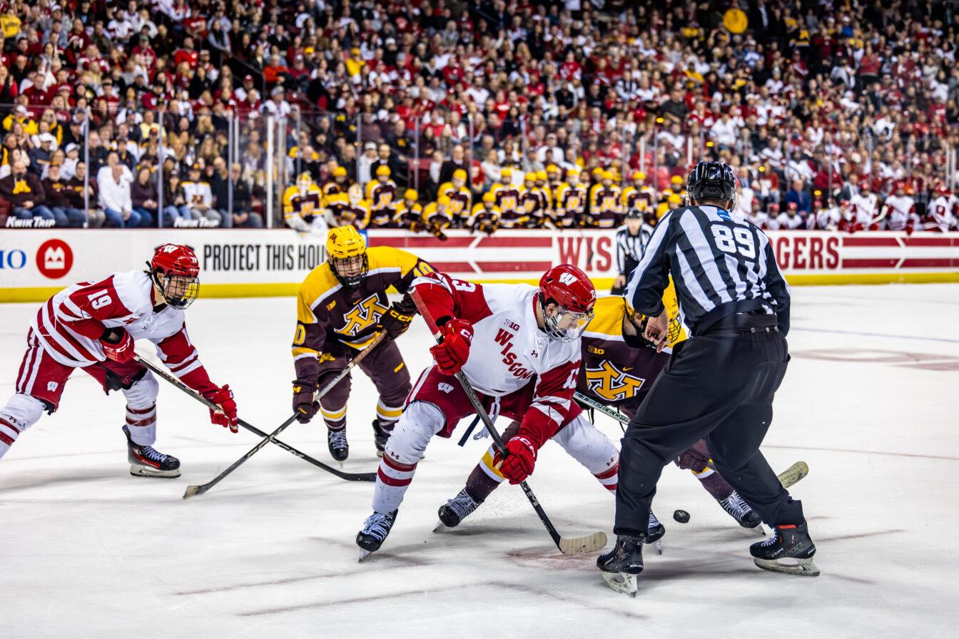 Men’s Hockey: Badgers attract first sellout since 2019, split six points with Minnesota